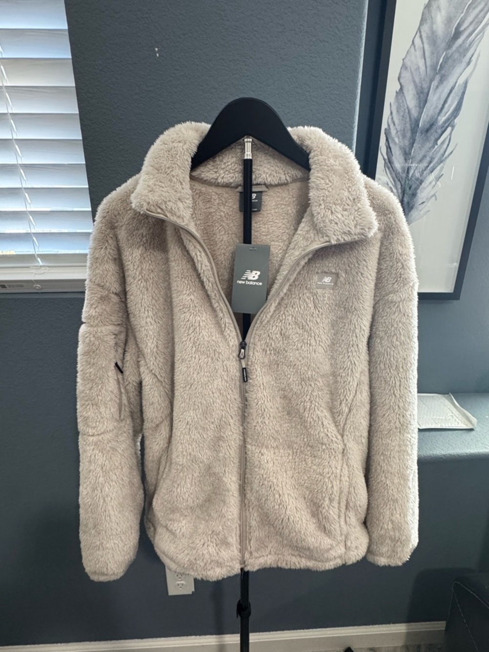 New Balance Plush Sherpa Jacket in Light Taupe